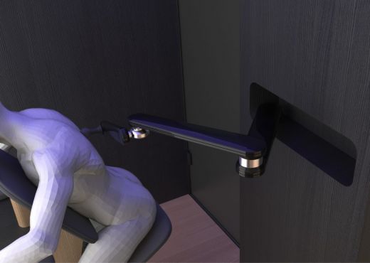 Computer simulation shows, how a massage robot works on a person